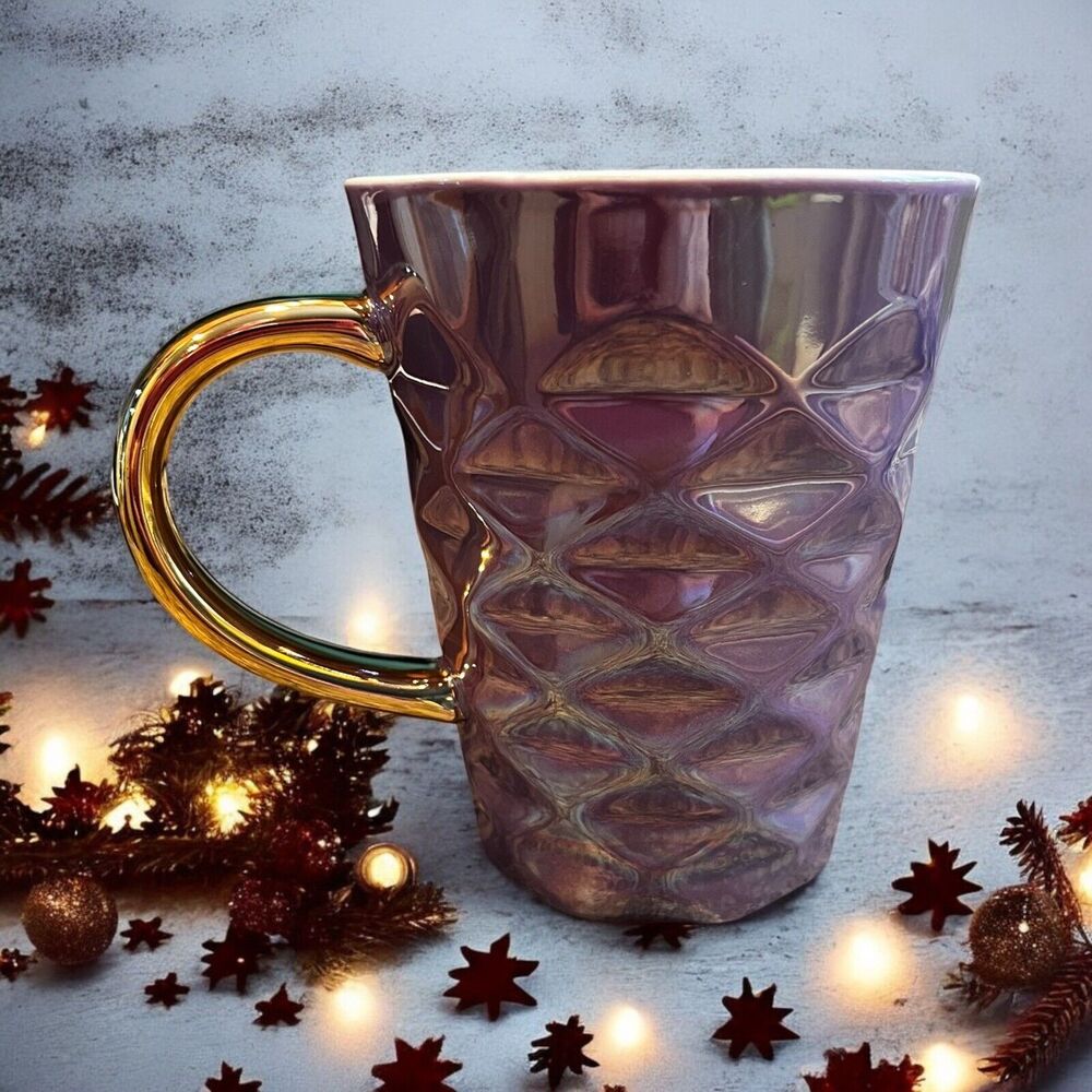 Purple Iridescent Mug With Gold Handle Beautiful And Elegant Made By Radiance